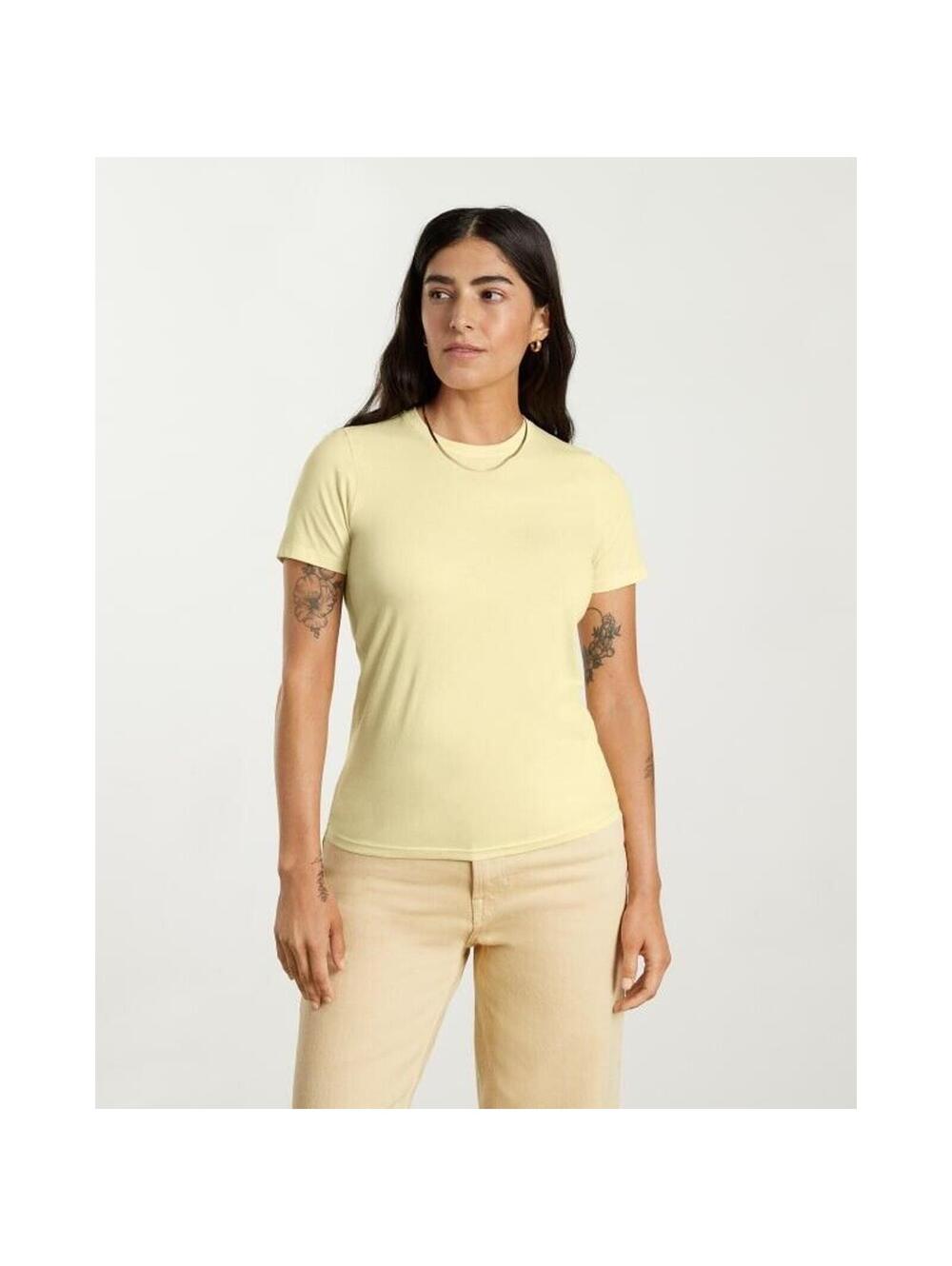 Eileen Fisher The Organic Cotton Crew Tee Yellow Size Small Minimalist Summer